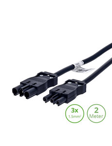 Luxar 3-SWP Verlengsnoer 2 Meter Male/Female Zwart