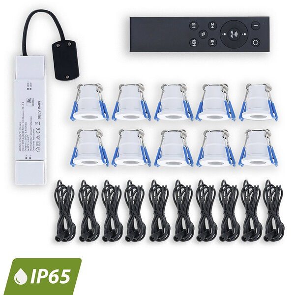 Luxar Luxar Inbouwspots Set 10 Stuks 12V IP65 met Afstandsbediening Wit