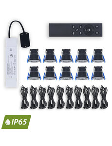Luxar Inbouwspots Set 10 Stuks 12V IP65 met Afstandsbediening Zwart