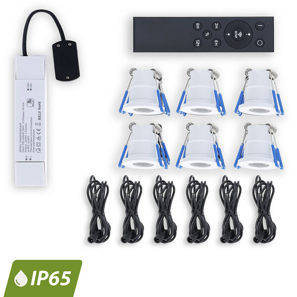 Luxar Luxar Inbouwspots Set 6 Stuks 12V IP65 met Afstandsbediening Wit