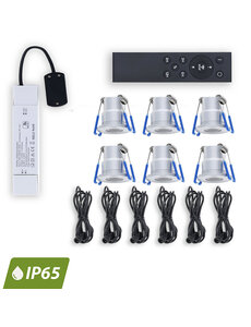 Luxar Inbouwspots Set 6 Stuks 12V IP65 met Afstandsbediening Zilver