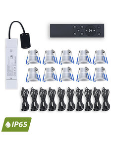 Luxar Inbouwspots Set 10 Stuks 12V IP65 met Afstandsbediening Zilver