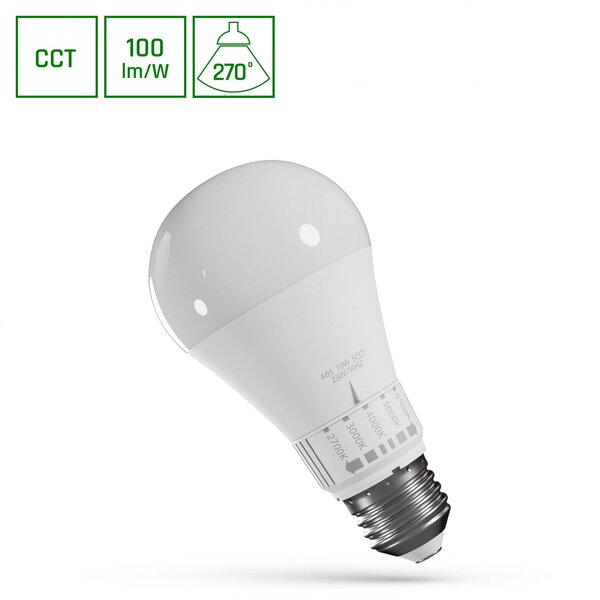 Spectrum LED LED Lamp E27 Peer 10W - 5CCT - 2700K-6500K - 1100 Lm