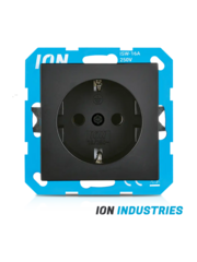 ION INDUSTRIES Wandcontactdoos V1/J1 mat zwart met aanraakbeveiliging