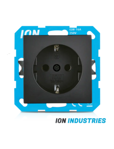 ION INDUSTRIES Wandcontactdoos V1/J1 mat zwart met aanraakbeveiliging
