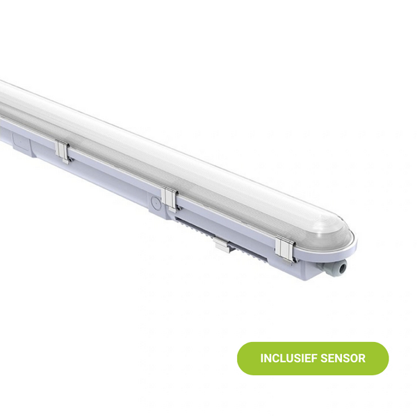 Lightvi Cliff LED batten IP65 35-60W 150 cm CCT met sensor en noodunit grijs