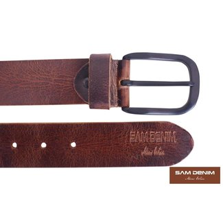 SAM DENIM Sam Denim Belt 100% Lethear  Dark brown