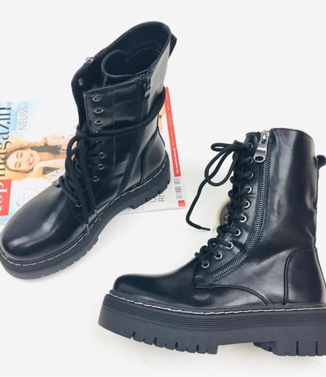 Dames Platte enkellaars met veters 21027