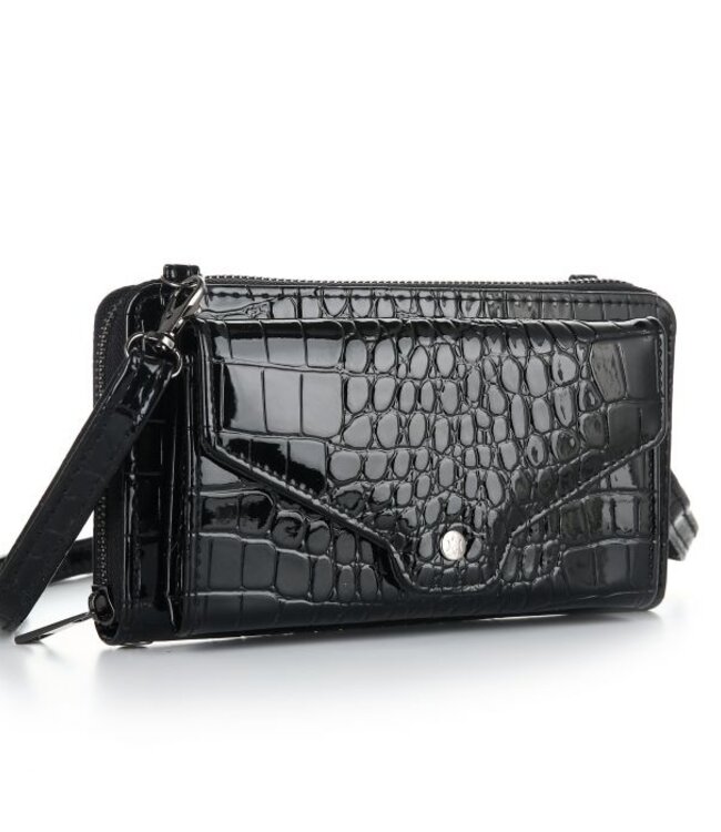 Portemonnee met telefoonvak croco print