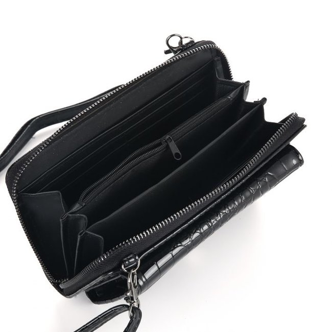 Portemonnee met telefoonvak croco print