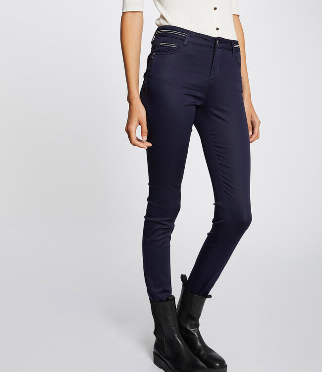 Morgan Slim trousers with wet effect 212 Palona Navy