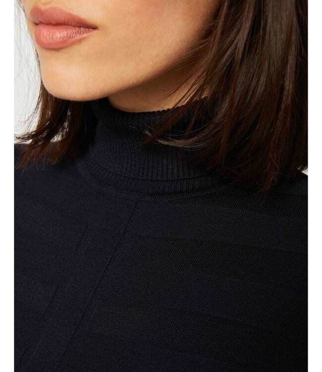 Morgan Fitted high neck sweater 132-Mentos dark brown