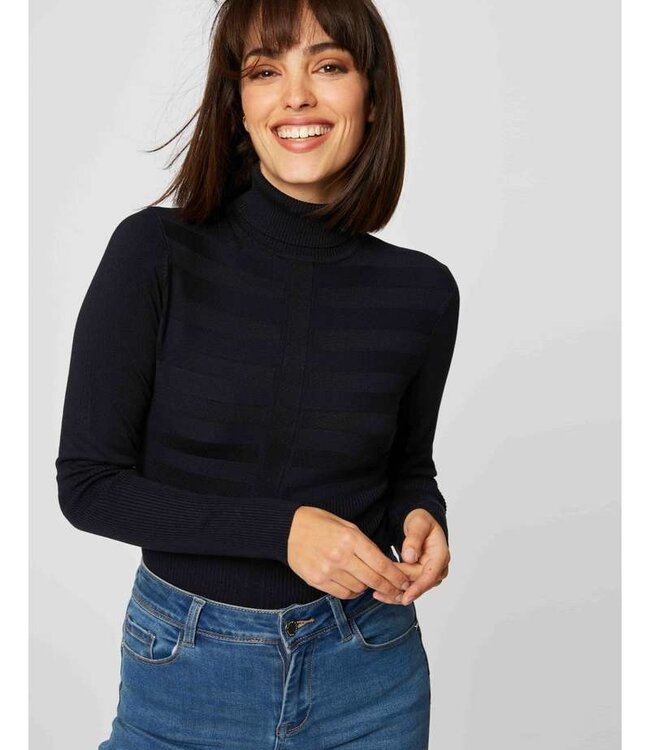 Morgan Fitted high neck sweater 132-Mentos dark brown