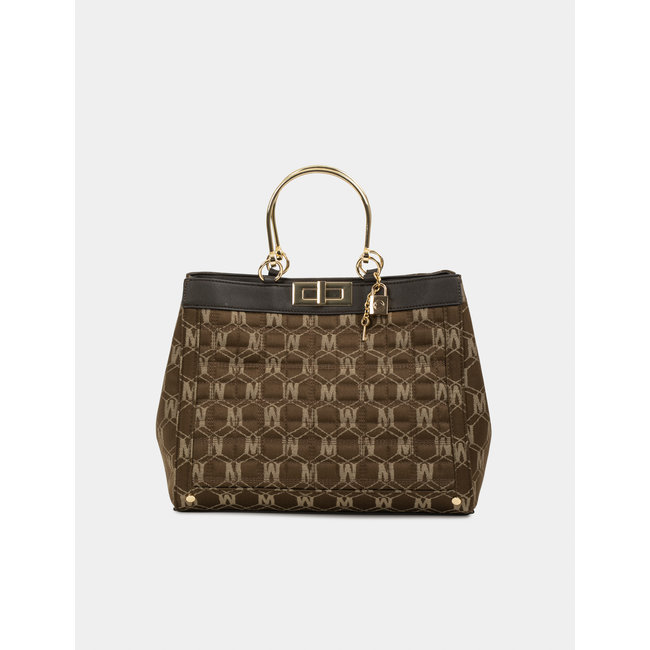 Morgan Quilted bag with monogram print chestnut 2Olala