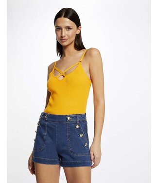 Morgan Getailleerde Denim short met knoopjes 221-Shanoa1