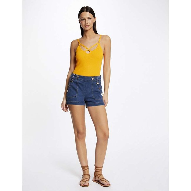 Morgan Getailleerde Denim short met knoopjes 221-Shanoa1