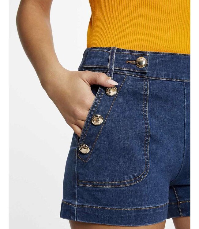 Morgan Getailleerde Denim short met knoopjes 221-Shanoa1