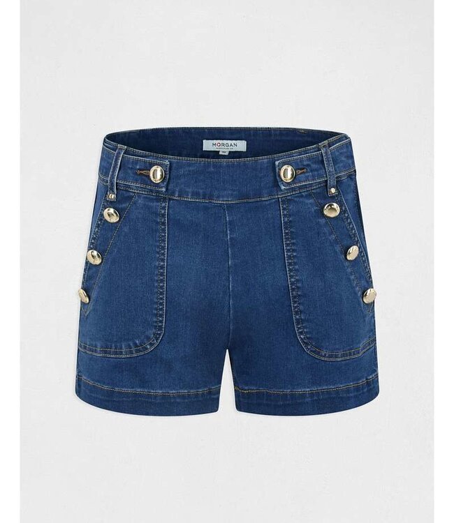 Morgan Getailleerde Denim short met knoopjes 221-Shanoa1