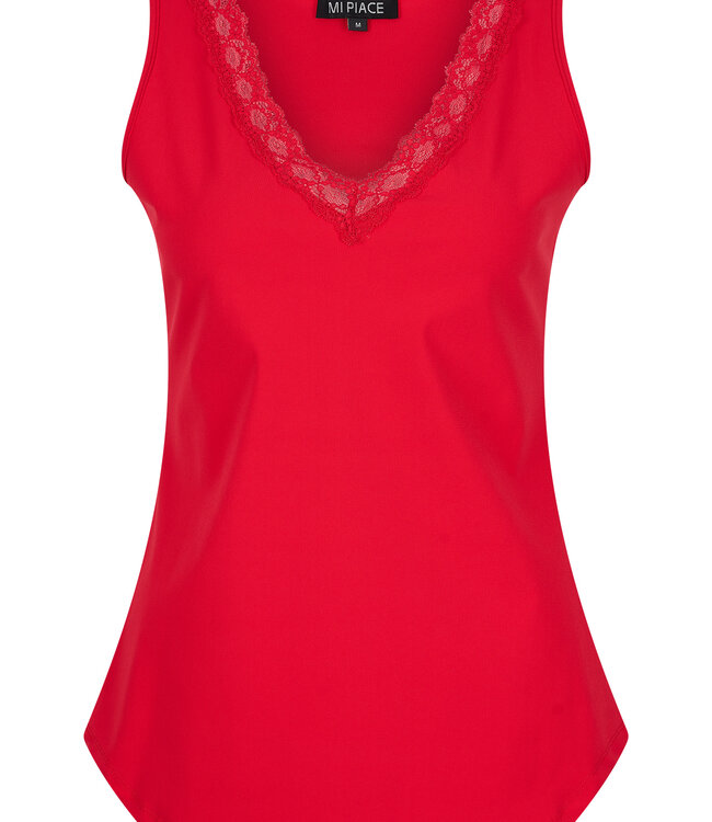 MI PIACE Travel Top met Kant Uni Red 2129