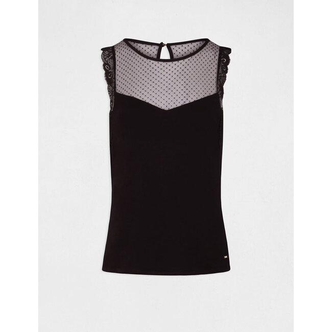 Morgan Top wide straps with dobby spot 232-Dchiara black