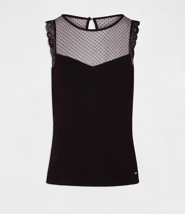 Morgan Top wide straps with dobby spot 232-Dchiara black