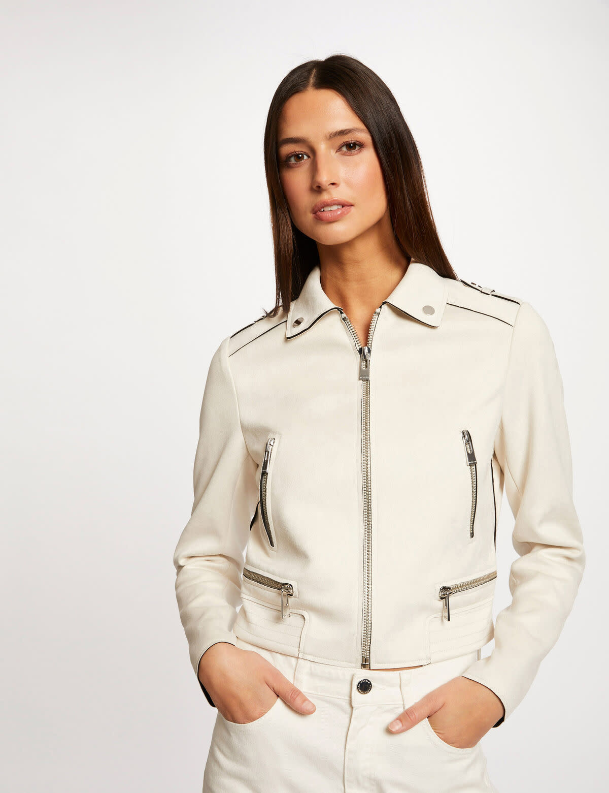 Straight jacket with suede effect 222-Gsud Nuage Sam Piace