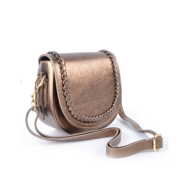 Lederen schoudertas Metallic 9000331