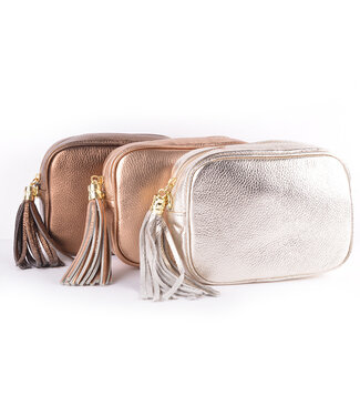 Lederen schoudertas Metallic 5527593