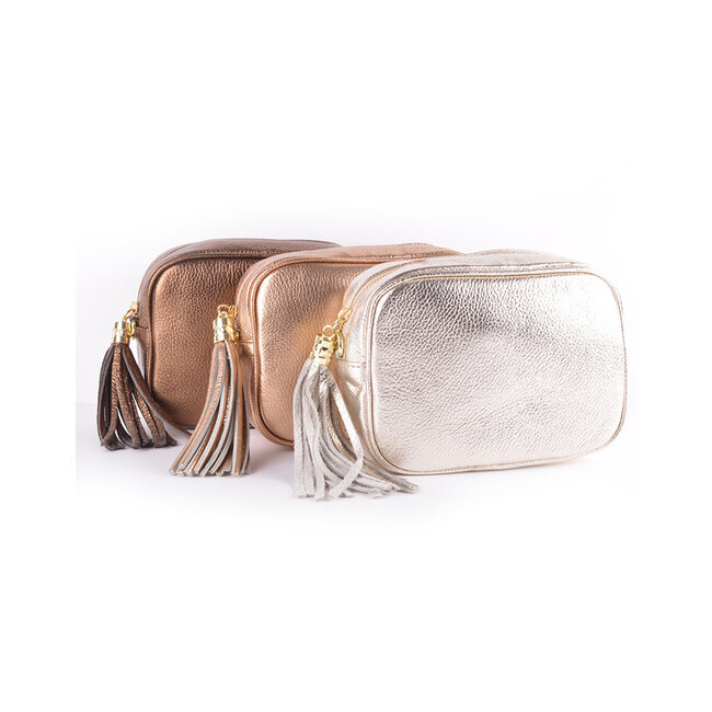 Lederen schoudertas Metallic 5527593