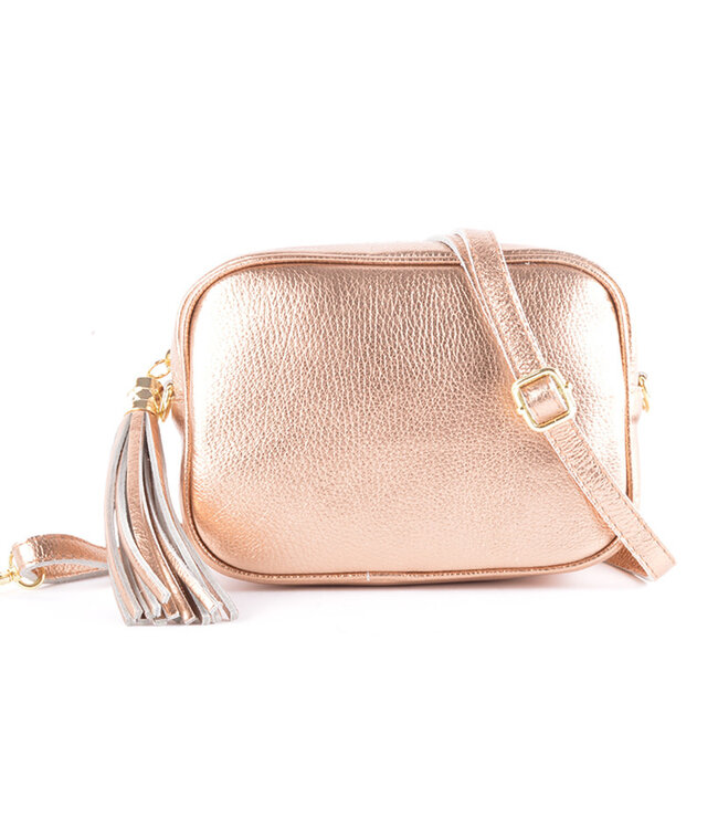 Lederen schoudertas Metallic 5527593