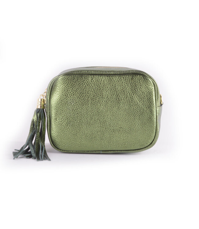 Lederen schoudertas Metallic 5527593