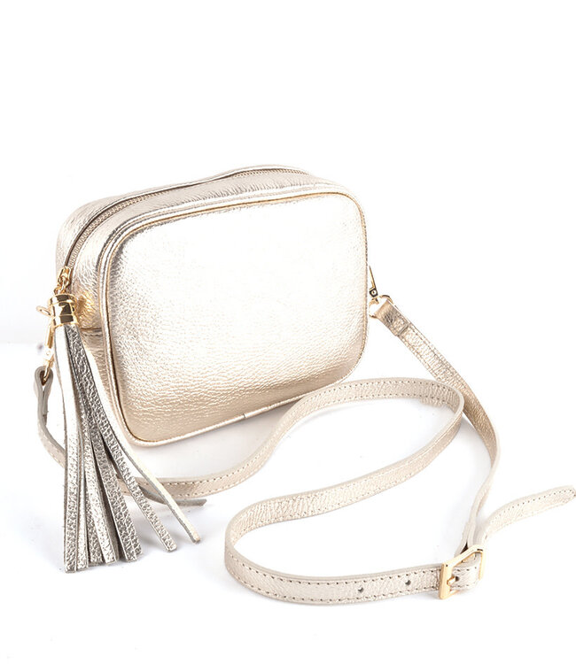 Lederen schoudertas Metallic 5527593