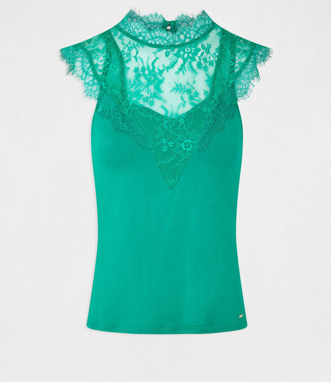 Morgan Short-sleeved t-shirt with lace 232-Ding Green