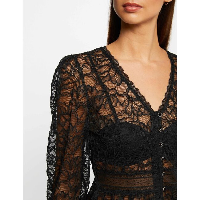 Morgan 3/4-length sleeved t-shirt with lace black