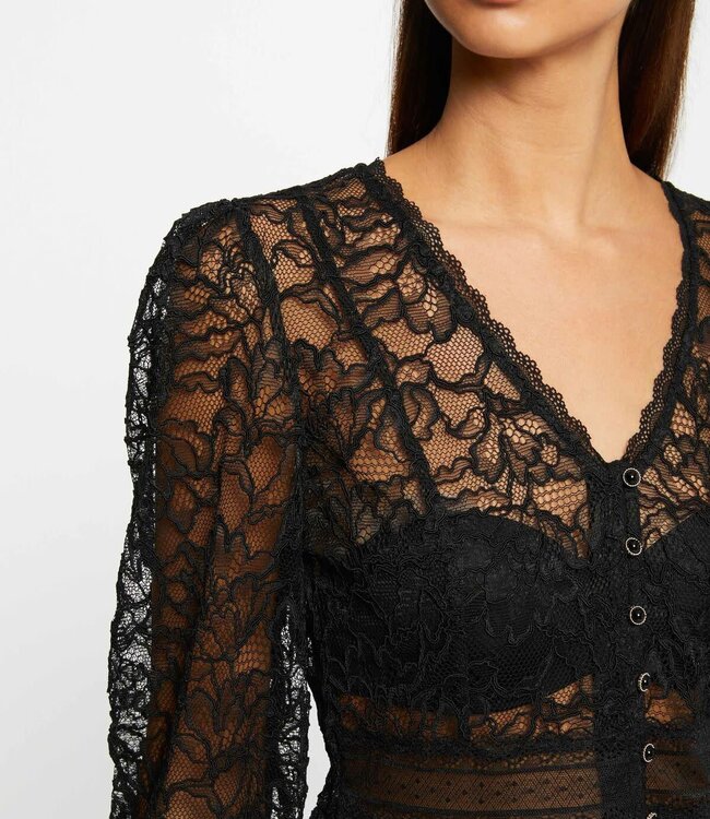 Morgan 3/4-length sleeved t-shirt with lace black