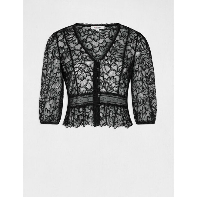 Morgan 3/4-length sleeved t-shirt with lace black