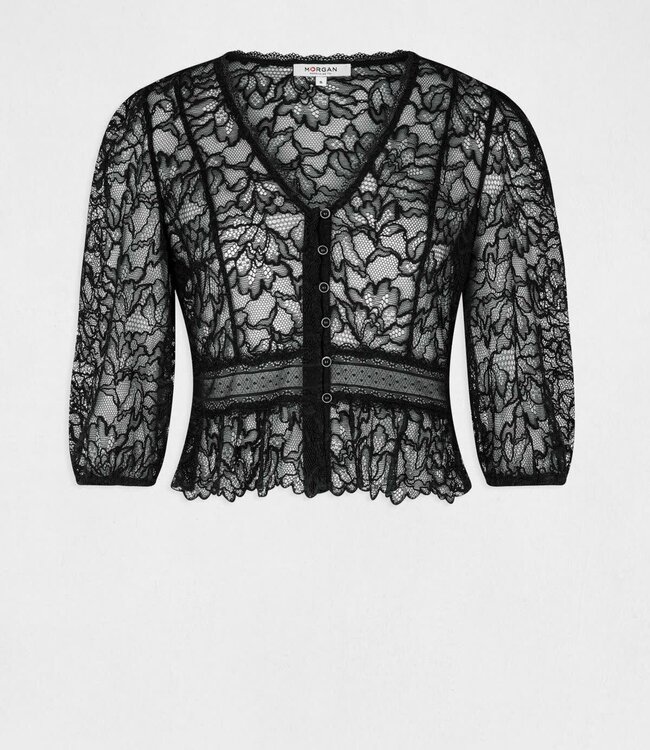 Morgan 3/4-length sleeved t-shirt with lace black