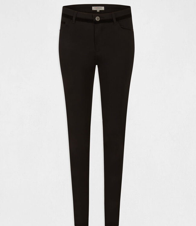 Morgan Skinny trousers wet effect and velvet 232-Pvelt black