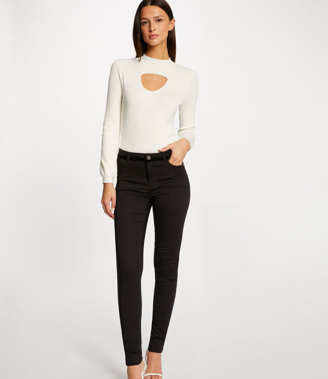 Morgan Skinny trousers wet effect and velvet 232-Pvelt black