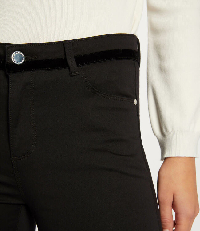 Morgan Skinny trousers wet effect and velvet 232-Pvelt black