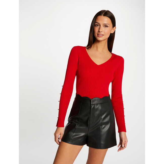 Morgan Trui lange mouwen splitten en knopen 232-Maya Red