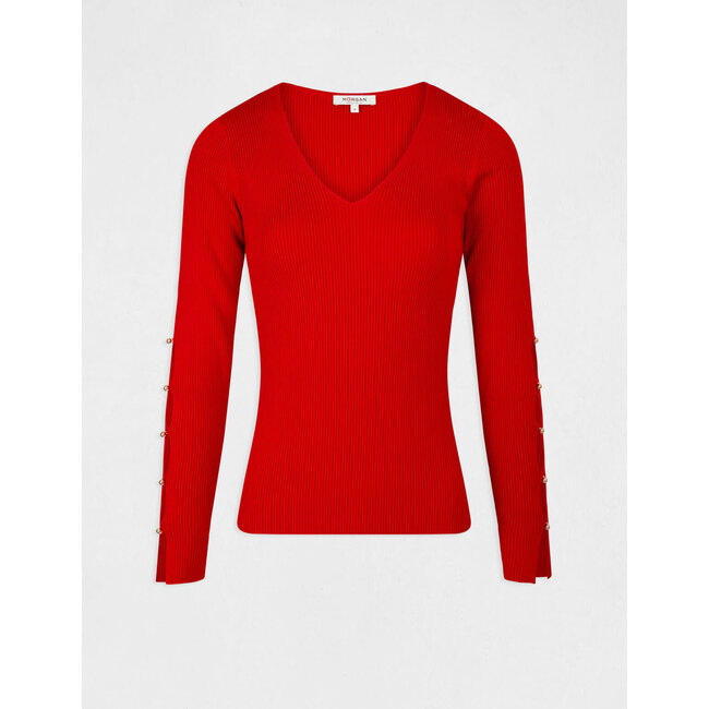 Morgan Trui lange mouwen splitten en knopen 232-Maya Red