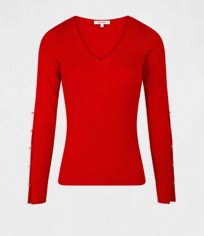 Morgan Trui lange mouwen splitten en knopen 232-Maya Red