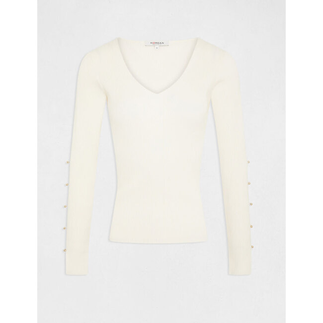 Morgan Trui lange mouwen splitten en knopen 232-Maya Ivoor