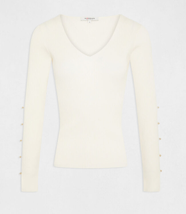 Morgan Trui lange mouwen splitten en knopen 232-Maya Ivoor
