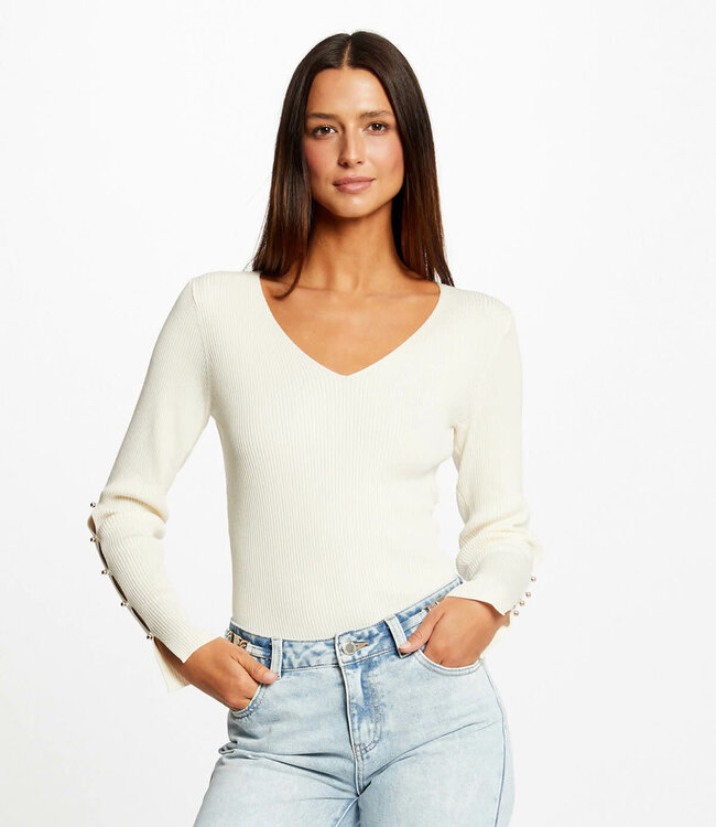 Morgan Trui lange mouwen splitten en knopen 232-Maya Ivoor