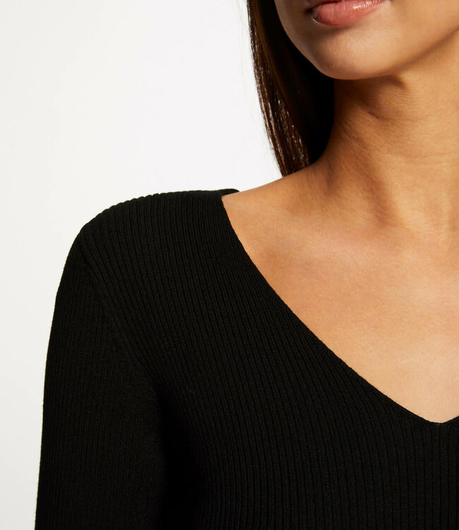 Morgan Trui lange mouwen splitten en knopen 232-Maya Black