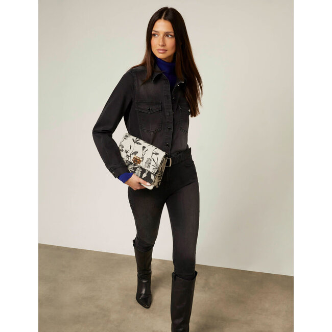 Morgan Getailleerde denim jumpsuit met riem 232-Papil