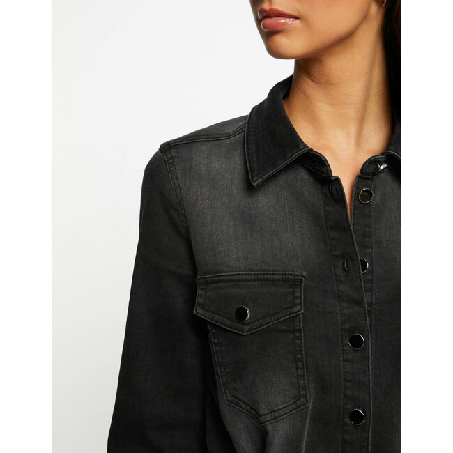 Morgan Getailleerde denim jumpsuit met riem 232-Papil