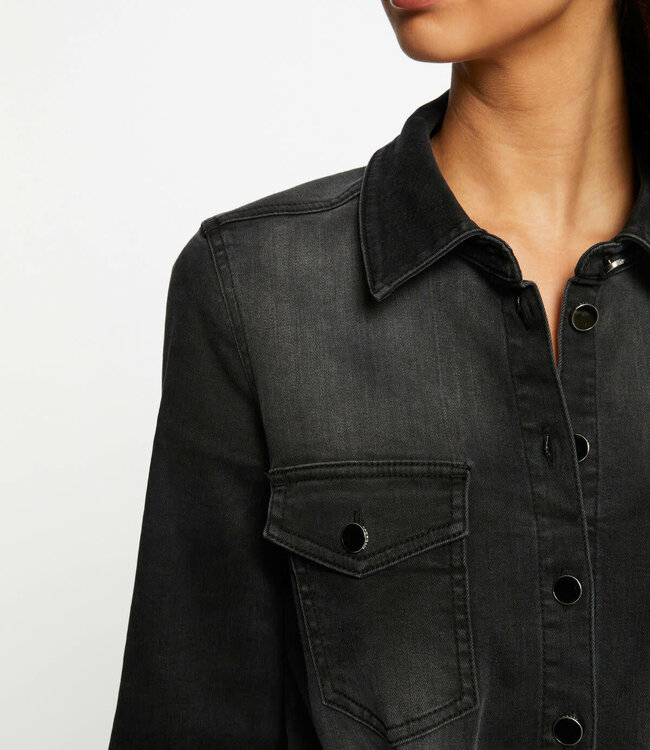 Morgan Getailleerde denim jumpsuit met riem 232-Papil